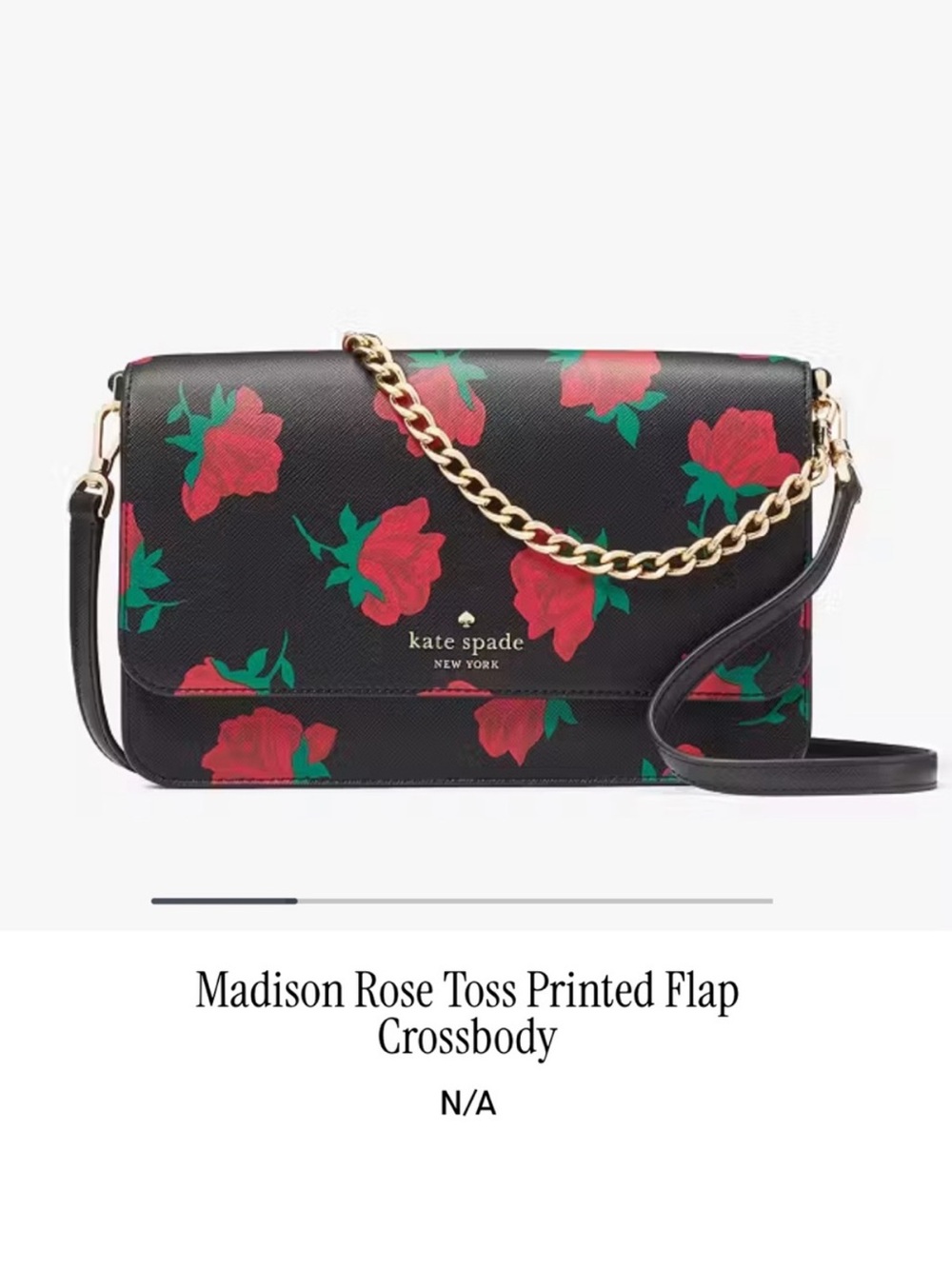 kate spade Black Crossbody with Red Rose Print